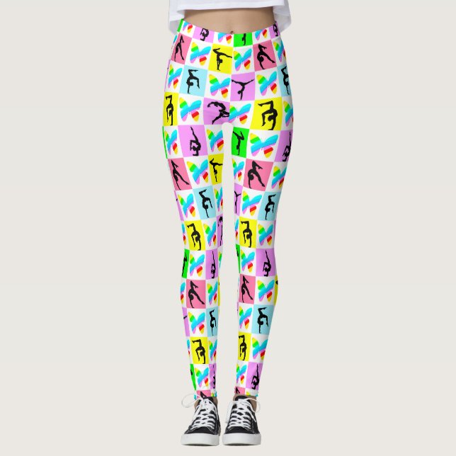 BEAUTIFUL BUTTERFLY GYMNASTICS GIRL LEGGINGS (Front)