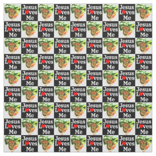 BEAUTIFUL BUTTERFLY JESUS LOVES ME CHRISTIAN FABRIC