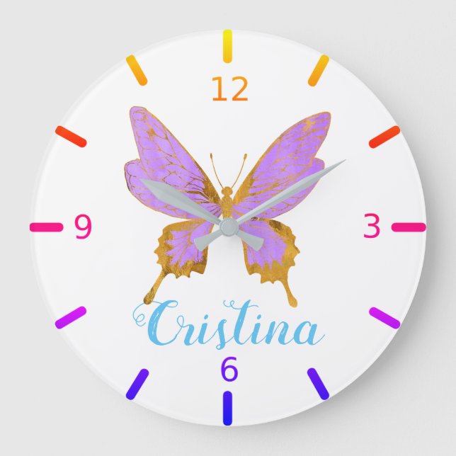 Beautiful Butterfly Large Clock (Front)