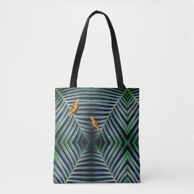 Beautiful Butterfly On A Leaf Tote Bag (Front)
