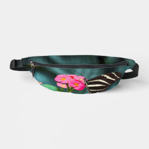 Beautiful butterfly on a pink flower fanny pack