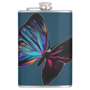 Beautiful Butterfly on dark blue Flask