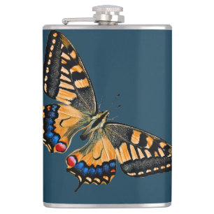 Beautiful Butterfly on dark blue Flask