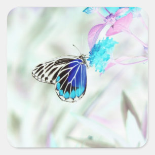 Beautiful Butterfly on flower - Negative Photo 3 Square Sticker
