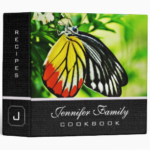 Beautiful Butterfly on Flowers Family Recipes Binder