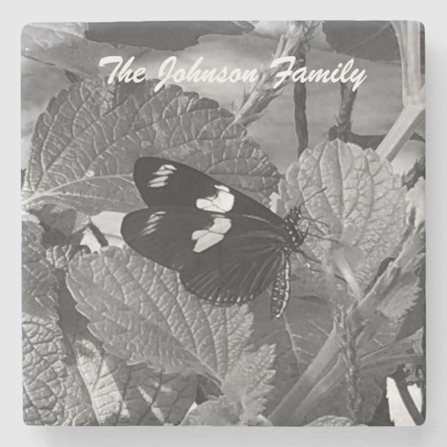 Beautiful Butterfly Personalize your family Stone Coaster (Front)