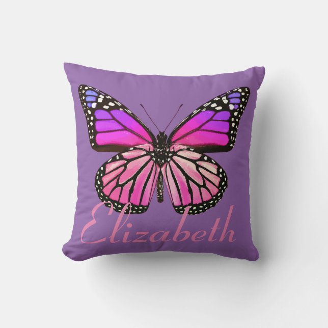 Beautiful Butterfly Personalized Throw Pillow (Front)