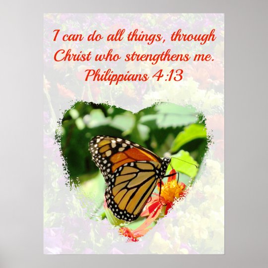 BEAUTIFUL BUTTERFLY PHILIPPIANS 413 BIBLE VERSE POSTER Zazzle.ca