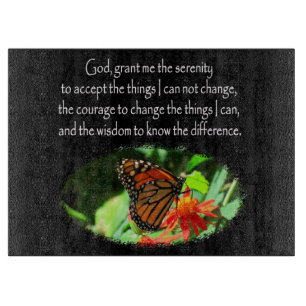 BEAUTIFUL BUTTERFLY PHOTO SERENITY PRAYER DESIGN CUTTING BOARD