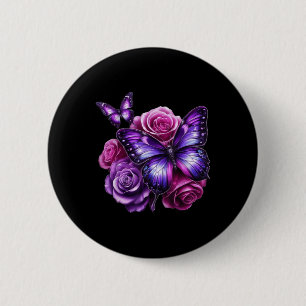 Beautiful Butterfly Purple Rose Butterfly Lovers G 2 Inch Round Button