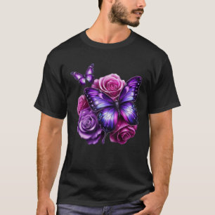 Beautiful Butterfly Purple Rose Butterfly Lovers G T-Shirt