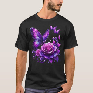 Beautiful Butterfly Purple Rose Butterfly Lovers G T-Shirt
