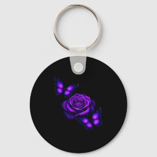 Beautiful butterfly purple rose butterfly lovers keychain