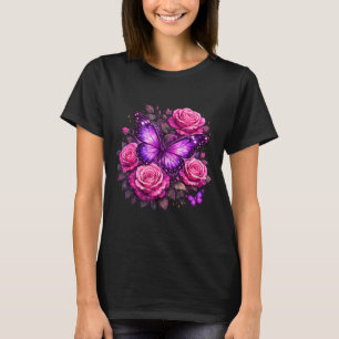 Beautiful butterfly purple rose butterfly lovers T-Shirt