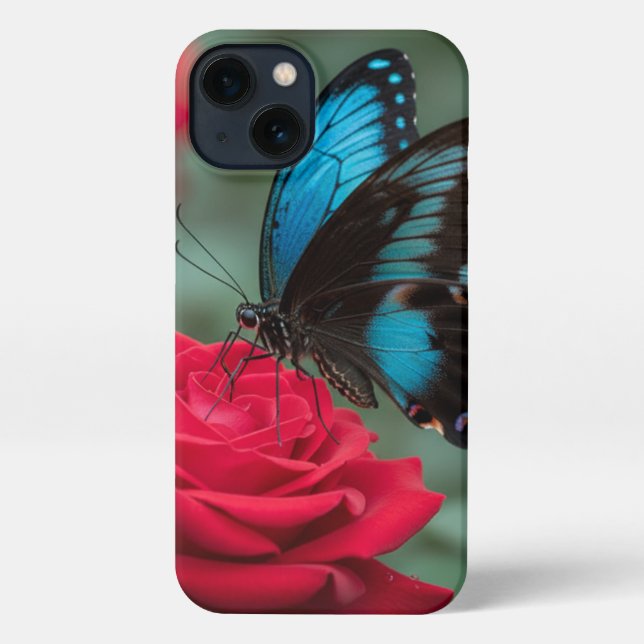 Beautiful Butterfly Red Rose - iPhone Case (Back)