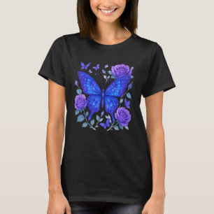 Beautiful Butterfly Rose Purple Butterfly Flowers T-Shirt