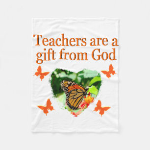 BEAUTIFUL BUTTERFLY TEACHERS PRAYER DESIGN FLEECE BLANKET