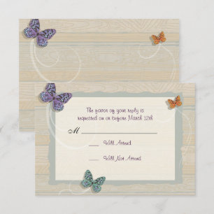 Beautiful Butterfly Wedding Matching RSVP Card