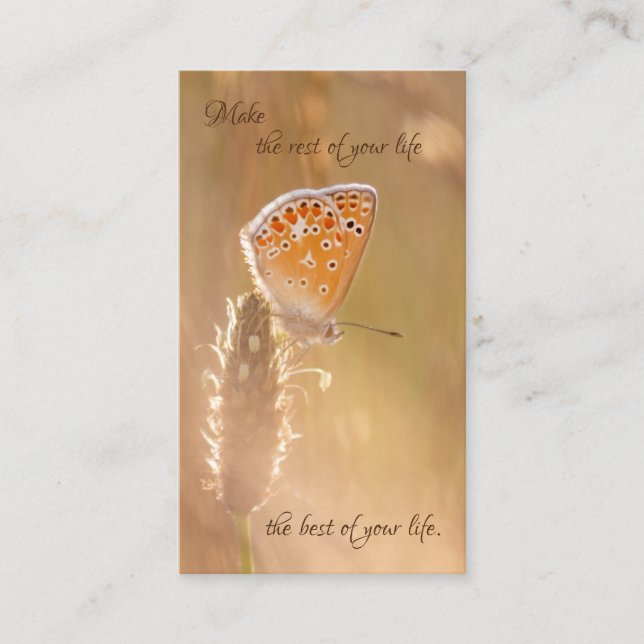 Beautiful butterfly with motivational quote busine business card (Front)