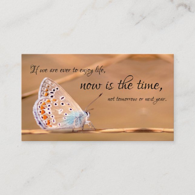 Beautiful butterfly with motivational quote business card (Front)