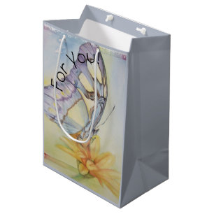 Beautiful Butterfly Yellow Flower Medium Gift Bag