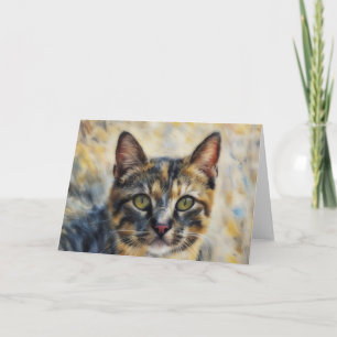 Beautiful Calico Cat Watercolor Art Note Card