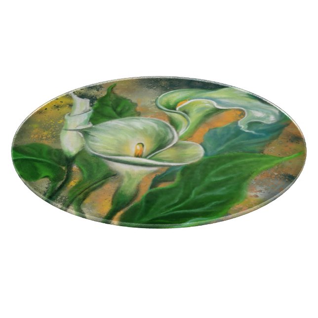 Beautiful Calla Lily Flower Cutting Board Painting (Corner)