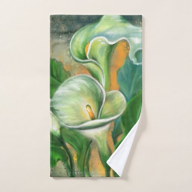 Beautiful Calla Lily Flower - Migned Art Drawing Bath Towel Set (Hand Towel)