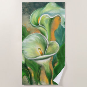 Beautiful Calla Lily Flower - Migned Art Drawing Beach Towel