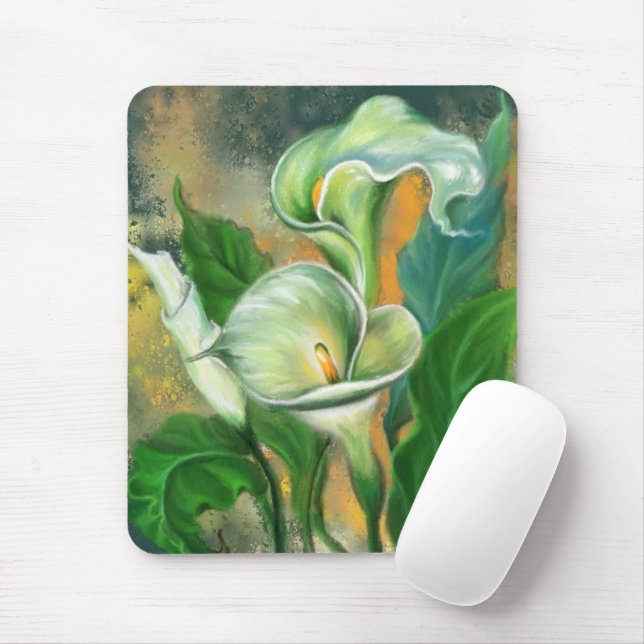 Beautiful Calla Lily Flower Painting Mouse Pad (With Mouse)
