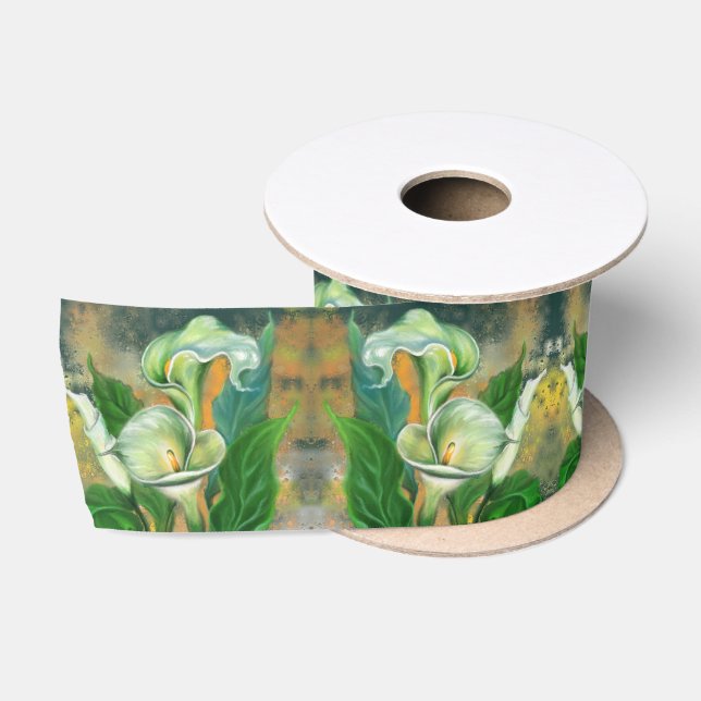Beautiful Calla Lily Flowers Ribbon Satin Ribbon (Spool)
