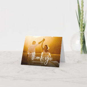 Beautiful Calligraphy Wedding Thank You Photo Card