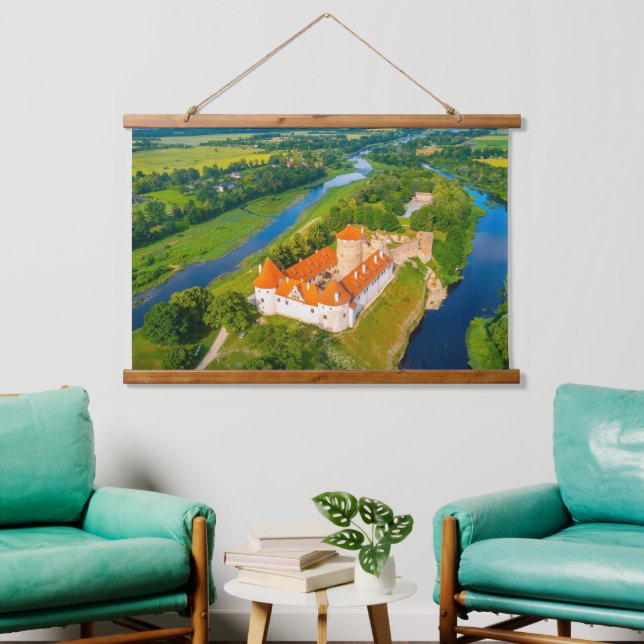 Beautiful Calming Landscape Ancient Castle Rivers Hanging Tapestry (Living Room)