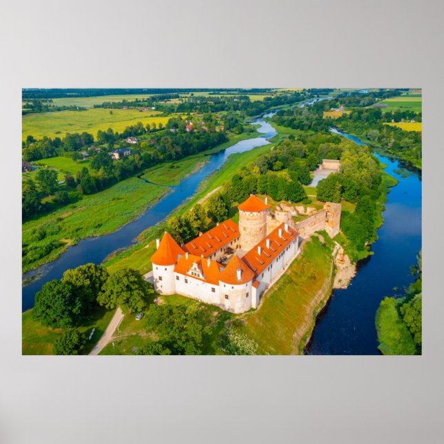 Beautiful Calming Landscape Ancient Castle Rivers Poster (Front)