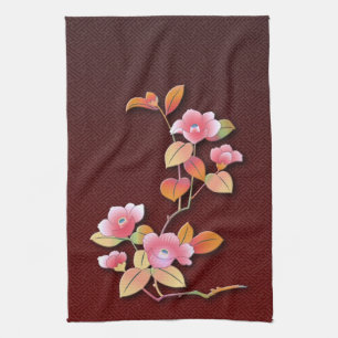 Beautiful camellia branch kitchen towel