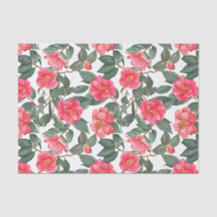 Beautiful Camellia Flowers and Leaves Pattern Tissue Paper