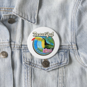 Beautiful Canary islands vintage style logo 3 Inch Round Button
