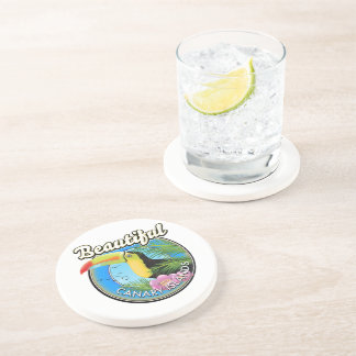 Beautiful Canary islands vintage style logo Coaster