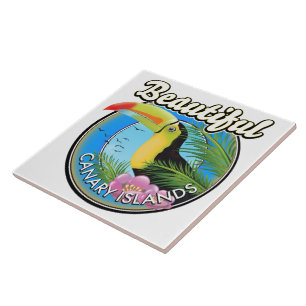 Beautiful Canary islands vintage style logo Tile