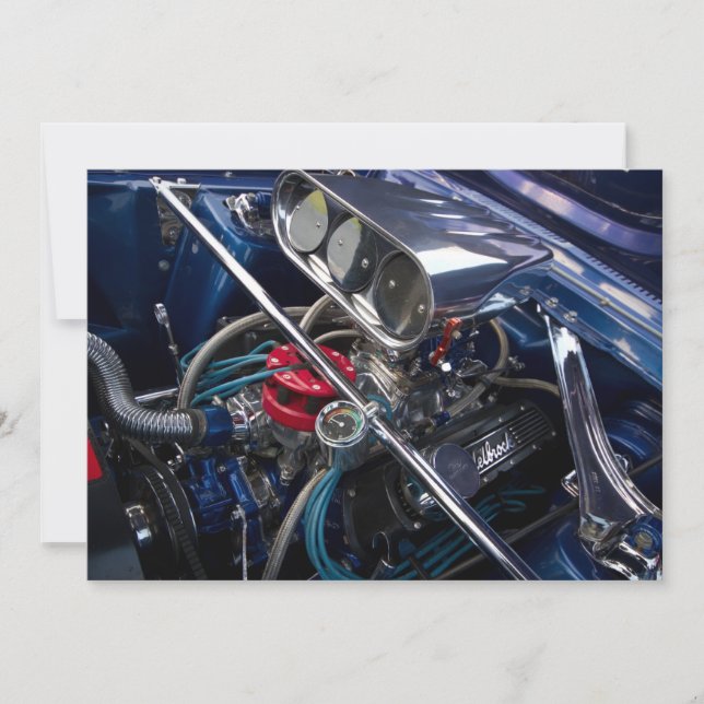 Beautiful Car Engine Invitation (Front)