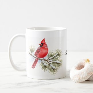 Beautiful Cardinal Bird on Branch Personalized