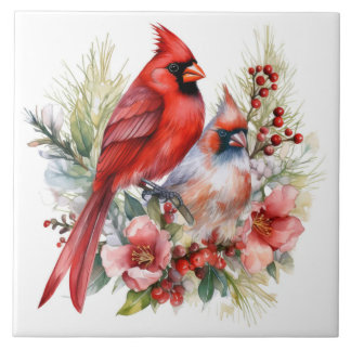 Beautiful Cardinal birds Tile