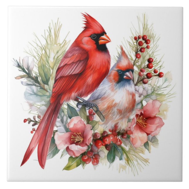 Beautiful Cardinal birds Tile (Front)