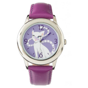 Beautiful Cartoon Cute White Cat Girl Watch