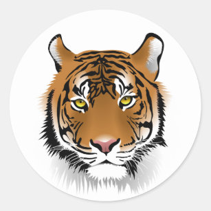 beautiful cartoon tiger head classic round sticker