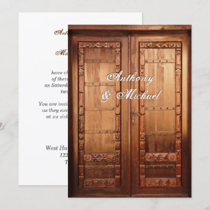 Beautiful Carved Wooden Door Wedding Invitation