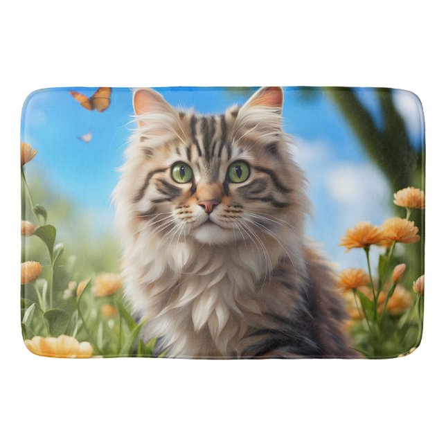 Beautiful cat beautiful garden bath mat (Front)