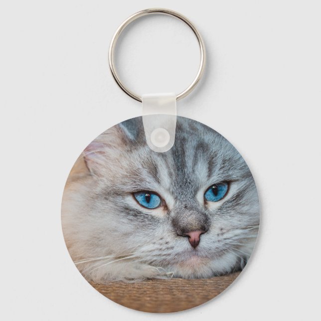 Beautiful cat blue eyes keychain (Front)