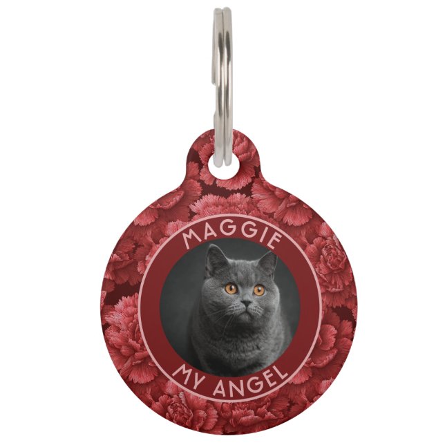 Beautiful Cat Dad Gift Carnations Flower Pet Tag (Front)