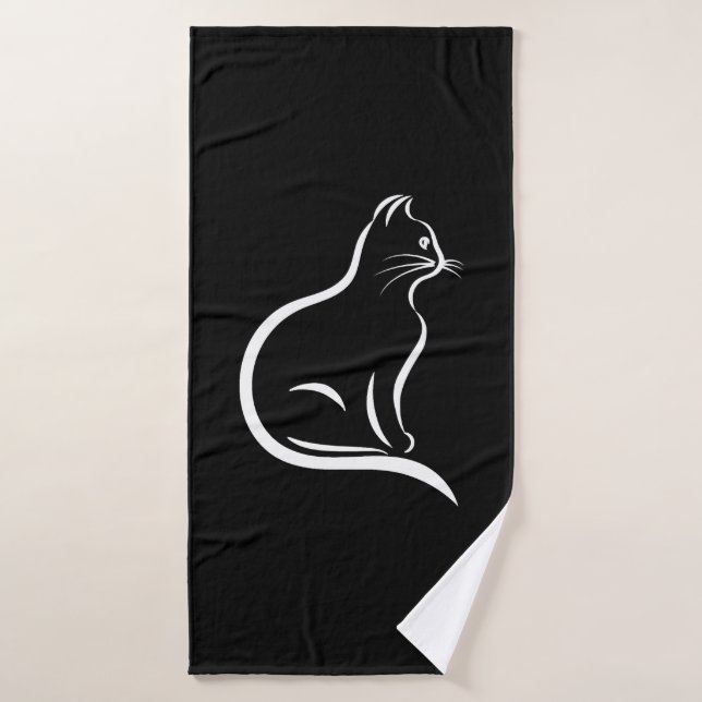 Beautiful cat drawing for animal lovers. bath towel (Bath Towel)